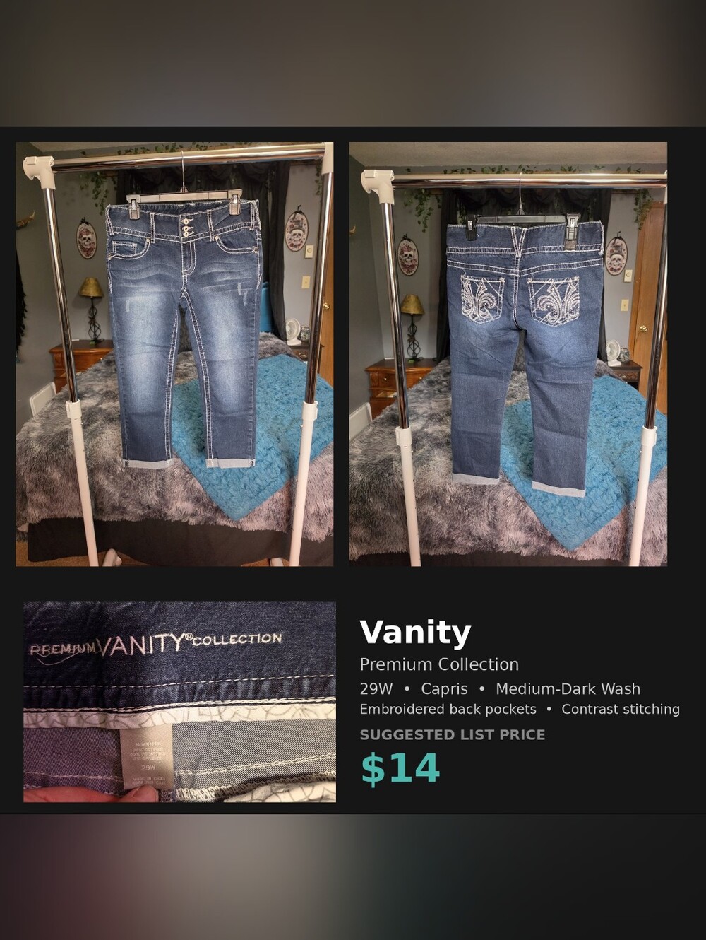 Vanity Premium Collection Capris 29W Medium-Dark Wash